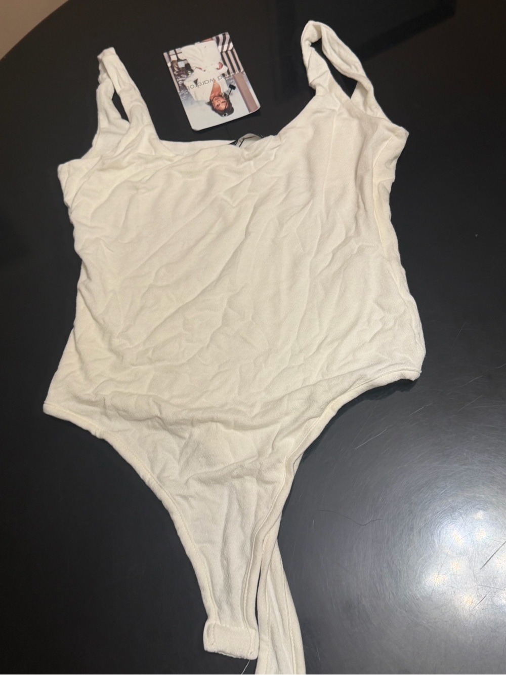 naked wardrobe Cream Ribbed Tank Bodysuit